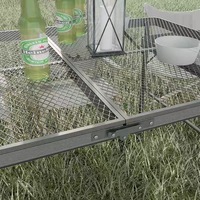 Table d'appoint pliante multifonctionnelle pour l'extérieur en maille de fer, grande étagère de rangement pour le camping, les loisirs, réglable en alliage d'aluminium, moderne