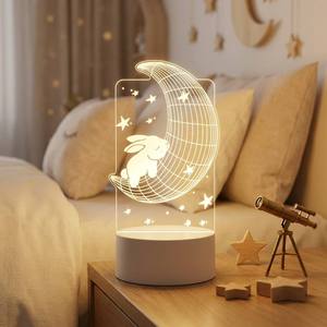 Lampe de Nuit LED Holographique 3D en Acrylique avec Logo Personnalisé pour <span class=keywords><strong>Fournisseur</strong></span> en Gros, Lampe de Table USB pour Chambre <span class=keywords><strong>d</strong></span>'Enfant, Cadeau et <span class=keywords><strong>D</strong></span>écoration Intérieure - Product Image 2
