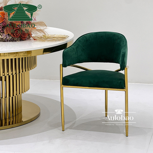 Dining Room Restaurant <b>Brushed</b> Stainless Steel Green Velvet Dining Chair - Product Image 1