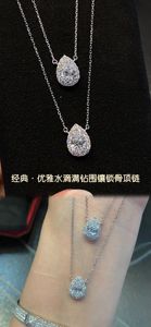 Pendentif Xinfly personnalisé PT950 Eternity Halo Solitaire avec diamant de laboratoire taille poire goutte d'eau central 0,70 ct, collier pendentif - Product Image 2