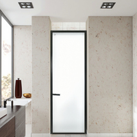 Porte de salle de bain moderne en verre dépoli trempé, étanche pour douche et toilettes – Design simple