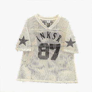 Camiseta de Fútbol de Manga Corta con Cuello en V, Holgada, Transpirable, de Malla, para Parejas, Estilo Moderno, de Verano, de Secado Rápido, Anti-UV - Product Image 4