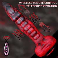 8 Leistungsstarke Stoßmodi Heizfunktion Teleskopische Vibration Riesige Alien-Silikon-Dildos für Weibliche Masturbation