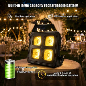 Luz LED Inalámbrica de 4x12W con Batería, RGBWAUV 6 en 1, Activación por Sonido, Control Remoto por Aplicación, DMX, Resistente al Agua, Amarilla, para Escenarios y Bodas - Product Image 3