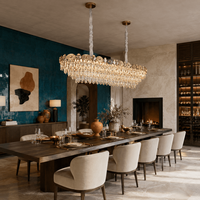 Collection de lustres de luxe en cristal avec accents ovales en cristal, prisme en cascade, source de lumière à intensité variable, garantie de 2 ans