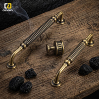 Poignées de tiroir en laiton massif, boutons en bois, serrures dissimulées, finition or antique, design moderne, 128 mm, pour cuisine, armoire, commode