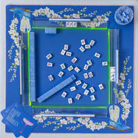 Tapis de mahjong imprimé Blue Bird de 31,5 pouces, imperméable, anti-rayures, en caoutchouc, pour le jeu de mahjong américain