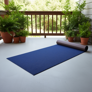 Tapis d'extérieur bleu foncé 6 pi x 18 pi, imperméable, antidérapant, pour patio, véranda, garage, tapis de couloir, polypropylène, rectangulaire, uni - Product Image 2