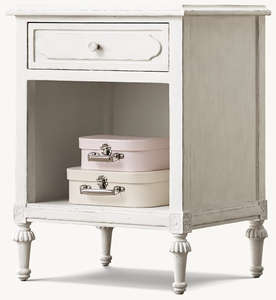 <span class=keywords><strong>Comodino</strong></span> Moderno Bianco in Legno Massello per Bambini BH10, con Gambe Intagliate Stile Rustico, Cassetto Singolo e Vano Aperto, per <span class=keywords><strong>Cameretta</strong></span> e Camera da Letto - Product Image 4