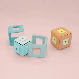 2023 Nieuwe Leuke 3d Zachte Digitale Geometrische Kinderen Kinderen Baby Siliconen Puzzel Puzzel Bouwsteen Stapelen Speelgoed Set