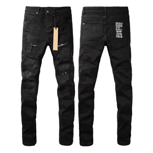 Jeans Hip Hop de luxe pantalons pour hommes pantalons en Denim empilé Y2K en détresse de haute qualité Designer marque Ksubis Jeans - Product Image 4