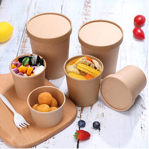 Bols à soupe jetables écologiques en papier kraft à paroi simple pour soupes à emporter, malatang, nouilles et bouillons gras - Product Image 2