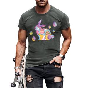 Camiseta de Hombre con Estampado de Conejito de Pascua, Manga Corta, Corte Holgado, 100% Algodón, Jersey Transpirable, Diseño 2024 - Product Image 5