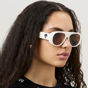 Lunettes de soleil ovales noires avec logo Palm Tree, monture en PC UV400, unisexes, tendance - Product Image 5