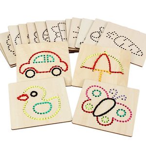 กระดานไม้ร้อยเชือกสำหรับเด็ก งานฝีมือ ของเล่นเย็บผ้า ขนาด 28x17x6.5 ซม. ชุดอุปกรณ์การศึกษาสำหรับเด็กอายุ 4-6 ปี - Product Image 5