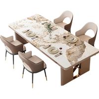 Ensemble table et chaises de salle à manger moderne français, table à plateau en roche et chaises, ensemble de table à manger rectangulaire pour la maison