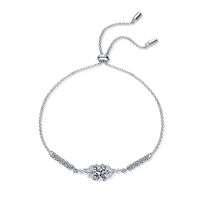 Bracelet en argent sterling S925 avec moissanite pour femme, couleur D, 1 carat, breloque étoile et fleur, ajustable, feuilles florales, bijoux fins