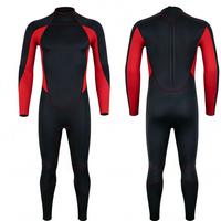 Combinaison de plongée intégrale homme rouge et noir 3mm en néoprène, manches longues, protection UV, pour sports nautiques, fabrication OEM