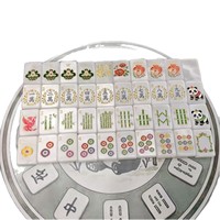 Set Mahjong Akrilik Kustom Amerika 160 Buah Ubin Berukir Panda Bambu Koi Bunga Joker Permainan Meja Grosir