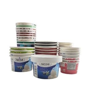 Hot bán Ice Cream <span class=keywords><strong>container</strong></span> đông lạnh cốc sữa chua phân hủy sinh học Kem Cốc giấy với nắp giấy - Product Image 5