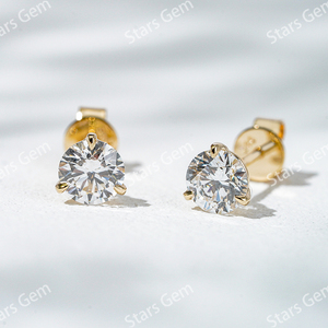IGI sertifikası 0.5ct yuvarlak 5mm ana elmas çiviler DEF VVS2 HPHT CVD Starsgem 14k18k katı altın Lab yetiştirilen elmas küpe - Product Image 1