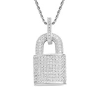 Collier pendentif Hip Hop avec fermoir solide et micro-pavé de zircone cubique pour hommes et femmes