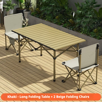 Ensemble table et chaises pliantes portables en acier inoxydable avec design Egg Roll, imperméable et léger pour le camping et les pique-niques