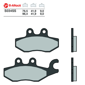 R-Attack S034SS ผ้าเบรกมอเตอร์ไซค์ 76.5x41.9x9.0 มม. แบบซินเทอร์ สำหรับล้อหน้าและล้อหลัง - Product Image 1