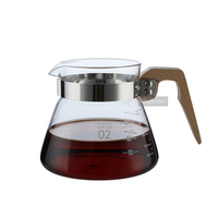 Carafe à café en verre borosilicate HIGHWIN avec poignée en bois, 400 ml, 600 ml, sans BPA, pour café et thé à partager