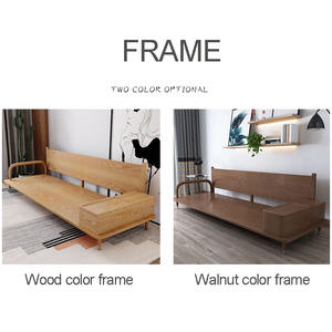 أريكة غرفة معيشة من الخشب الصلب على الطراز الاسكندنافي، أريكة حديثة من قماش وخشب الدردار، أثاث غرفة معيشة على الطراز الياباني متعدد الوظائف - Product Image 5