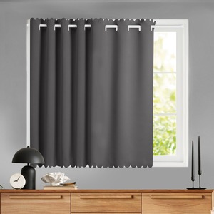 Rideaux occultants gris foncé modernes, bloquant 99 % de la lumière, isolants thermiques, rideaux courts de style japonais pour chambre à coucher et salon - Product Image 2