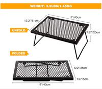 Brasero de camping extérieur autoportant en acier robuste noir, portable, pour cuisson au feu de bois, avec anneau de foyer
