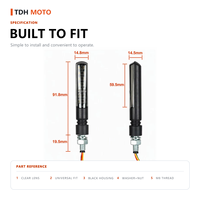 Clignotant séquentiel pour moto avec lumière diurne 14 LED homologué E 12V IP65 étanche avant universel 2W boulon M8
