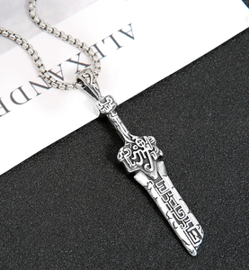 Nouveau pendentif en acier titane rétro à la personnalité unique, pendentif en forme d'épée cassée de chevalier bananier, pour hommes et femmes, DMP 076 - Product Image 3
