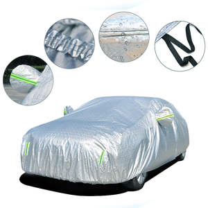 Housse de voiture en film <span class=keywords><strong>d</strong></span>'aluminium à 4 couches, universelle, SUV, imperméable, anti-poussière, protection solaire UV, housse de pluie complète pour toutes les saisons - Product Image 1