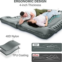 Matelas de camping gonflable léger et imperméable, double, pour randonnée et voyage, avec pompe à pied intégrée et oreiller – Vente chaude