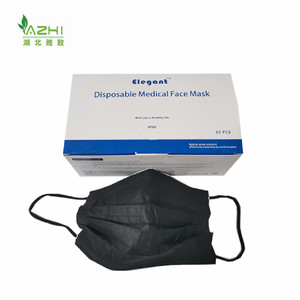 Masque facial jetable noir à 3 plis de l'usine Xiantao Yazhi, masque facial médical jetable avec logo personnalisé - Product Image 5