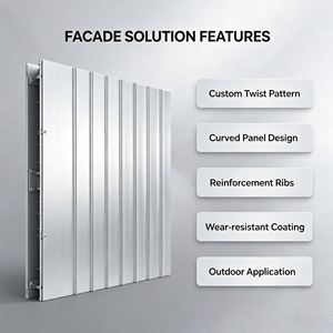 Panneau décoratif en aluminium torsadé vertical, plaque en aluminium pour revêtement de façade, panneau de bardage pour pont piétonnier, mur extérieur - Product Image 6