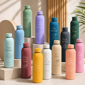 Custom Modern Minimalist Art 304 Stainless Steel Vacuum Insulated <b>Bottle</b> 12-24 Hours Multiple Matte Colors Leakproof Lid - Product Image 4