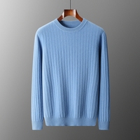 Pull en laine bleu pour homme à manches longues, mode décontractée automne-hiver, logo personnalisé OEM ODM