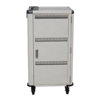 Casier de recharge en acier à 30 compartiments pour porte |   Station de charge USB intelligente DC/AC personnalisable avec roulettes pour Chromebooks et ordinateurs portables |   Équipement