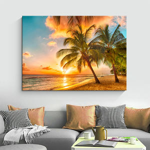 Moderno <span class=keywords><strong>paisaje</strong></span> de <span class=keywords><strong>playa</strong></span> arte decoración del hogar pared arte marco lienzo póster impresión sala de estar dormitorio pintura decorativa - Product Image 1