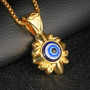 Collar de acero inoxidable para hombre y mujer, colgante Punk, europeo, americano, diablo, de titanio, turco, mal de ojo - Product Image 3