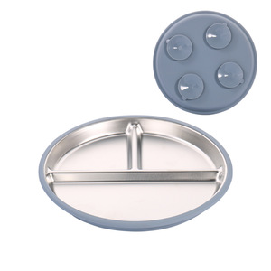 Newsun stoviglie per bambini 304 acciaio inossidabile e Silicone piatto cena <span class=keywords><strong>con</strong></span> <span class=keywords><strong>ventosa</strong></span> a <span class=keywords><strong>ventosa</strong></span> utensili per l'alimentazione manuale - Product Image 6