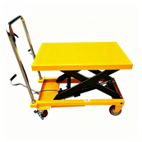 Chariot transpalette manuel hydraulique à ciseaux simple 200 kg avec patins antidérapants pour la manutention de marchandises en entrepôt industriel et logistique