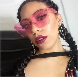 Gafas de Sol de Moda al por Mayor 2021, con Logotipo Personalizado, Estilo Vintage, Montura Plana, Ojo de Gato, Cuadradas, Extra Grandes, sin Montura, para Mujer - Product Image 2