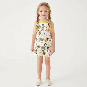 <span class=keywords><strong>Pigiama</strong></span> Estivo per Bambine in Cotone con Stampa Animalier, Morbido e Traspirante, Senza Maniche, Set <span class=keywords><strong>da</strong></span> 2 Pezzi - Product Image 1