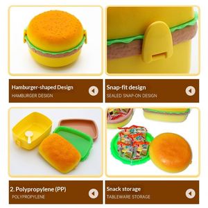 Lonchera Infantil con Diseño de Dibujos Animados, Caja Bento de Doble Capa para Hamburguesas, Apta para Microondas, con Sellado, para Estudiantes, Cocina y Comidas al Aire Libre - Product Image 3