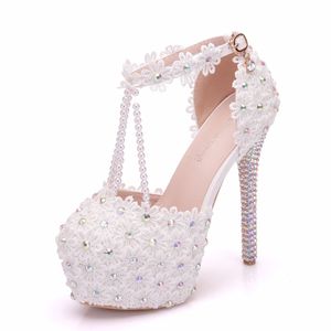 BS012 nuevos <span class=keywords><strong>zapatos</strong></span> <span class=keywords><strong>de</strong></span> boda con diamantes <span class=keywords><strong>de</strong></span> imitación con cuentas <span class=keywords><strong>de</strong></span> encaje 14cm Sandalias <span class=keywords><strong>de</strong></span> tacón alto <span class=keywords><strong>zapatos</strong></span> <span class=keywords><strong>de</strong></span> graduación <span class=keywords><strong>de</strong></span> tacón alto con plataforma <span class=keywords><strong>de</strong></span> punta redonda - Product Image 3