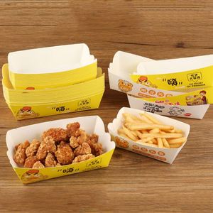 Custom Printed White Paper Boat Fried Snack Paper Food Tray <b>Small</b> Food <b>Box</b> Packaging Container <b>Lunch</b> <b>Box</b> for Fast Food Takeaway - Product Image 4